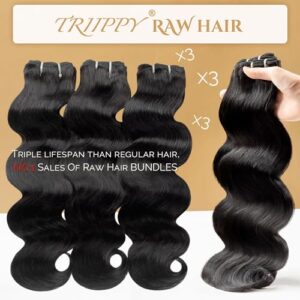 TRIIPPY Triple Lifespan Virgin Hair Bundles - 24 Inches Indian Body Wave, Soft and Silky After Multiple Washes