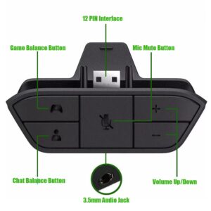 YLYXCCH Stereo Headset Adapter for Xbox One & Xbox X|S Controller -Headphone Audio Converter for Voice Chat & Game Sound Mix Adjust Audio Balance (Game Sound & Voice Chat), Volume, Mic Directly