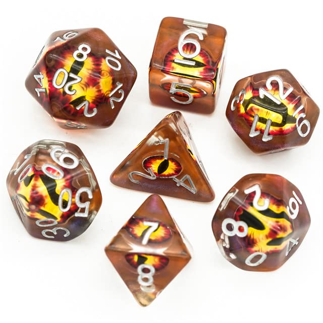 Earth Dragon Eye DND Resin Dice Set for Dungeons and Dragons, D&D, D20, D and D, Polyhedral Resin Dice, Dungeons and Dragons Gifts, Accessories