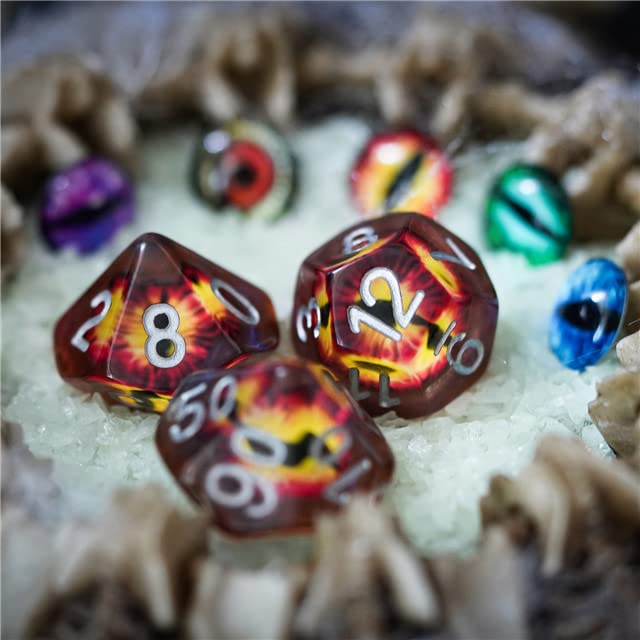 Earth Dragon Eye DND Resin Dice Set for Dungeons and Dragons, D&D, D20, D and D, Polyhedral Resin Dice, Dungeons and Dragons Gifts, Accessories