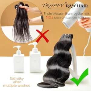 TRIIPPY Triple Lifespan Virgin Hair Bundles - 24 Inches Indian Body Wave, Soft and Silky After Multiple Washes