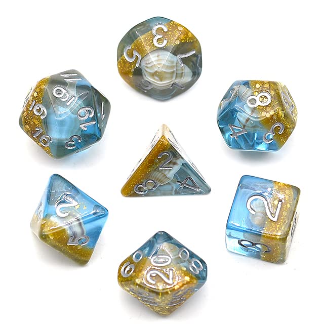 Beach Seashell DND Resin Dice Set for Dungeons and Dragons, D&D, D20, D and D, Polyhedral Resin Dice, Dungeons and Dragons Gifts, Accessories