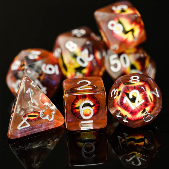 Earth Dragon Eye DND Resin Dice Set for Dungeons and Dragons, D&D, D20, D and D, Polyhedral Resin Dice, Dungeons and Dragons Gifts, Accessories