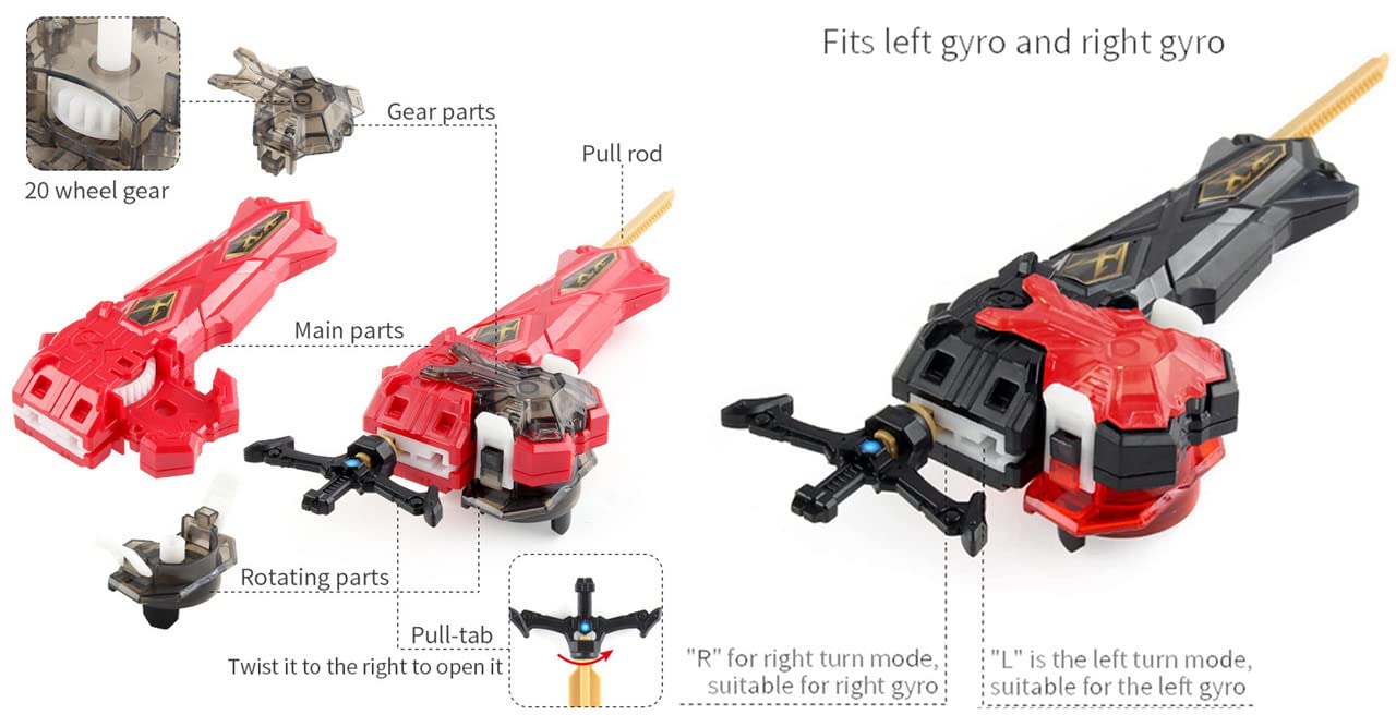 MECHGYRO Sword Launcher Lr Blade Blades Set Metal Fusion Bay BurstGyro Booster B-113 Hell Salamander.12.Op Bey Battling Top Toys Left and Right Launcher Grip Bay Blades 8-12 Boys' Gift Gaming Top Toy