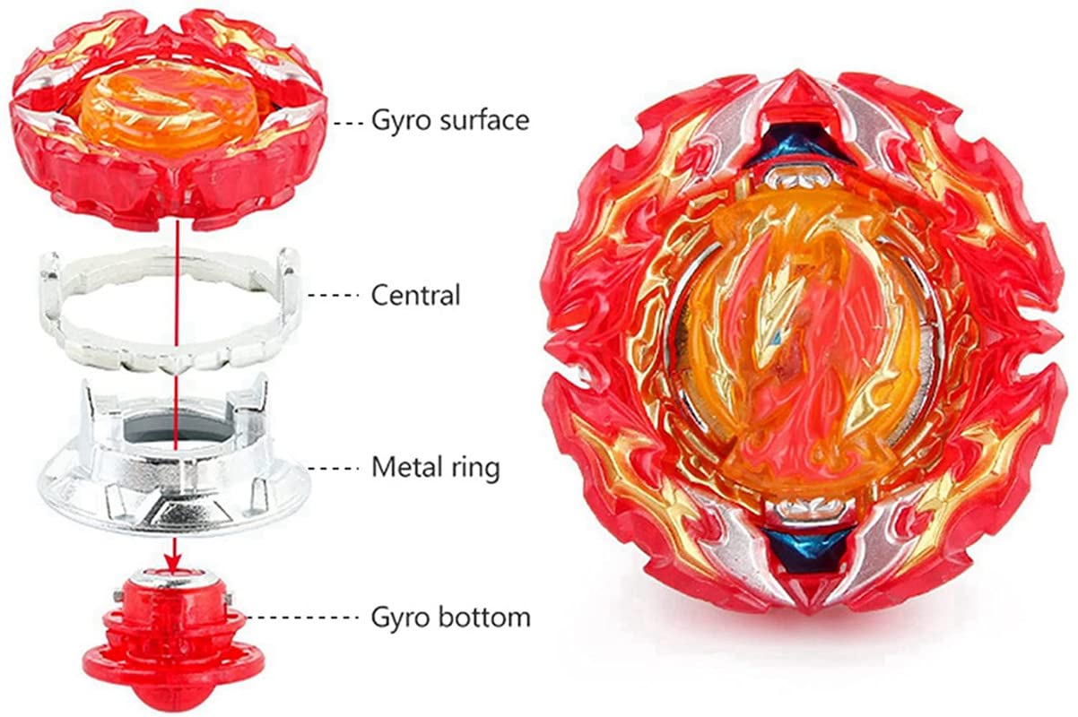 MECHGYRO Metal Fusion Blade Blade Set Bay Burst Sword Launcher LR Gyro DB B-191-2 Prominence Phoenix Tapered Metal Universe-10 Bey Battling Top Toys Left Right Launcher Grip Bay Blades 8-12 Boys' Gift