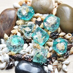 Blue Ocean Seashell DND Resin Dice Set for Dungeons and Dragons, D&D, D20, D and D, Polyhedral Resin Dice, Dungeons and Dragons Gifts, Accessories