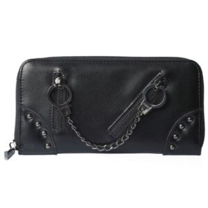 ro rox lost queen entangled handcuff wallet tartan black studded faux leather gothic punk emo