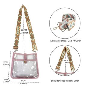 FAYBA Clear Crossbody Bags Stadium Approved Purses, Guitar Strap Handbags Shoulder Bag for Women