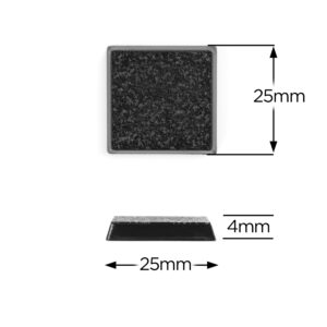 EasyPegs 25mm Textured Plastic Square Bases or 0.98inch Wargames Table Top Games 100 Count