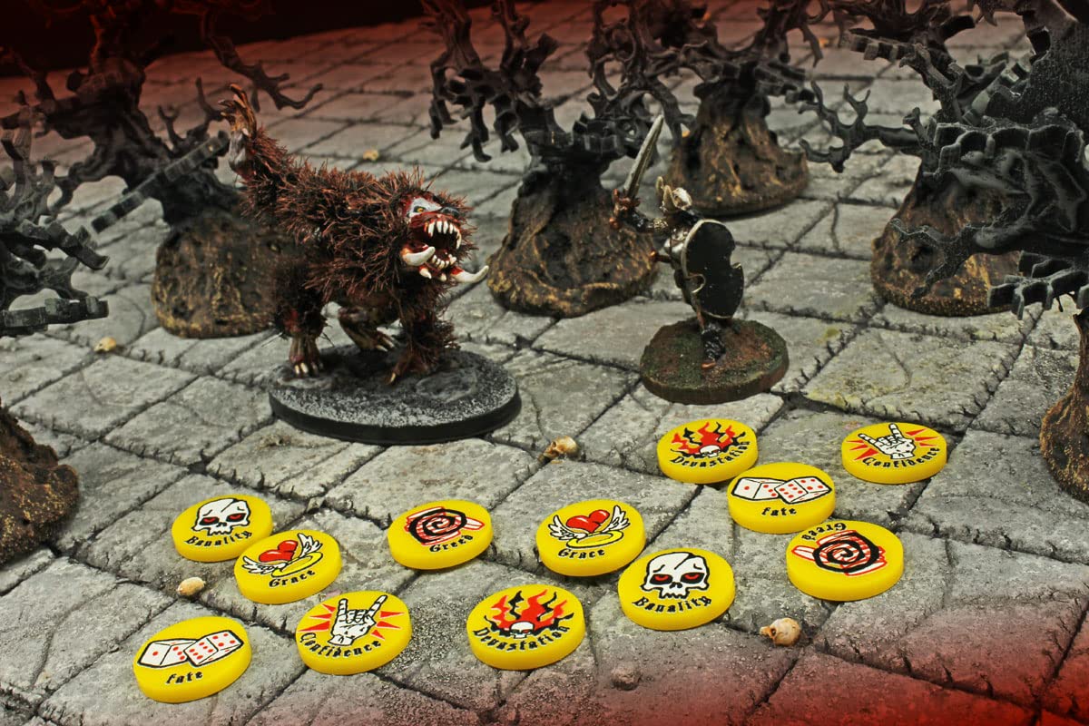 LITKO Premium Printed Omens Token Set Compatible with Forbidden Psalm Miniatures Game (12)