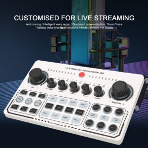 Professional Audio Mixer, Podcast Equipment Bundle, USB External Sound Card with 12 Warm Up Sound Effects, Live Sound Card and Audio Interface for Live Streaming Podcast Recording