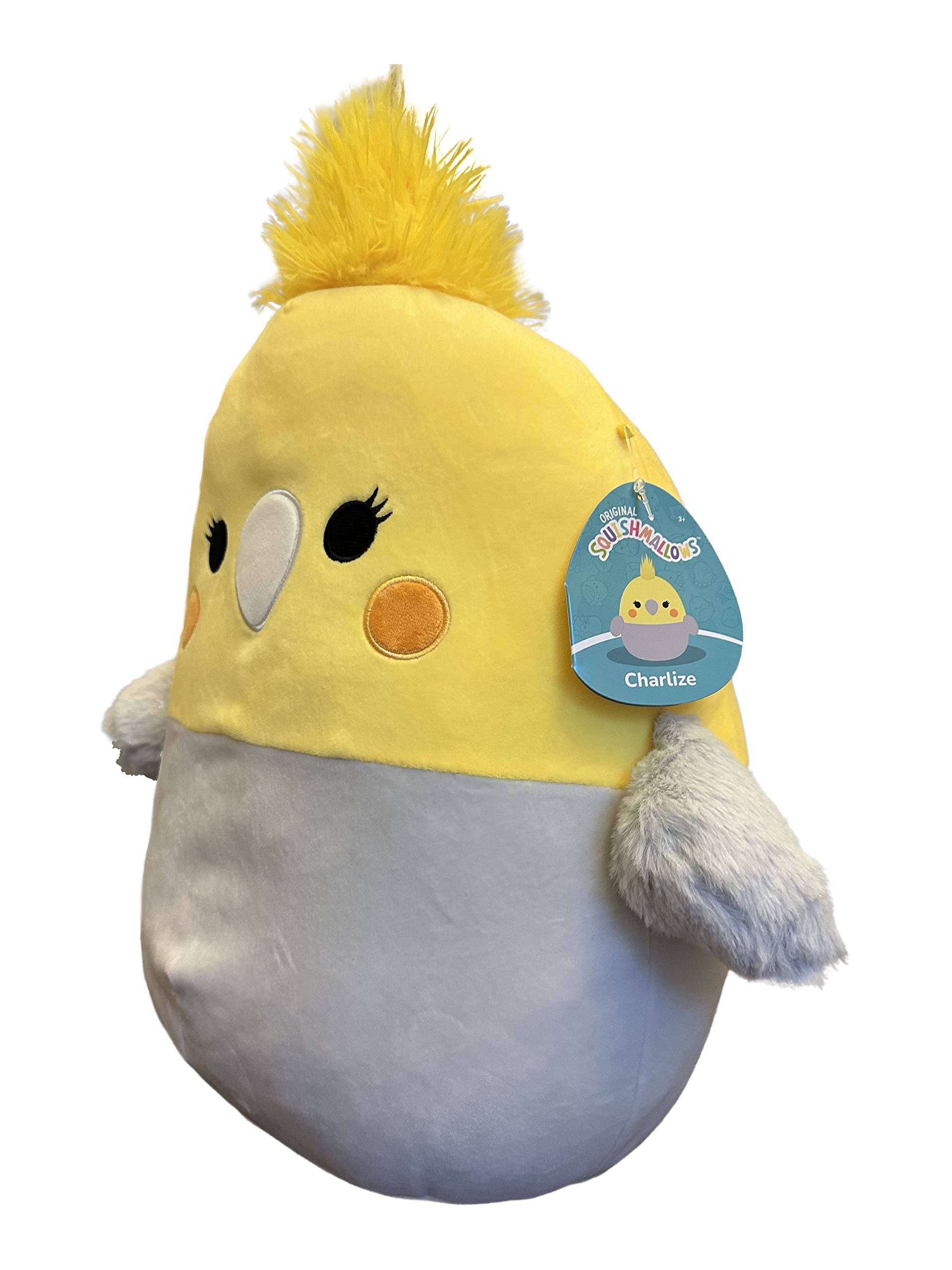 Squishmallows 14-Inch Yellow Gray Cockatiel Plush - Add Charlize to Your Squad, Ultrasoft Stuffed Animal Medium-Sized Plush Toy, Official Kellytoy Plush