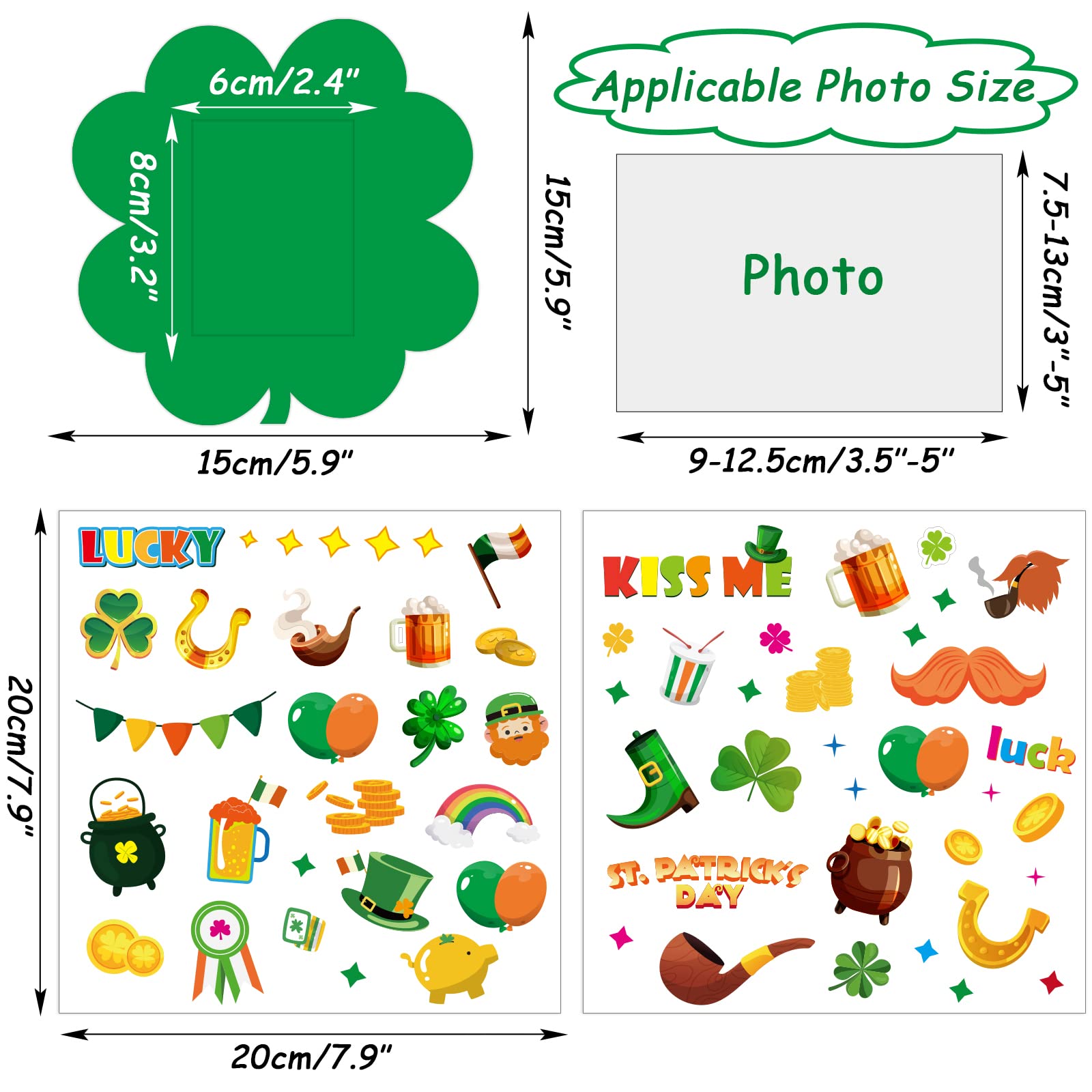 chiazllta 32 Packs St. Patrick's Day Picture Frame Craft Kits for Kids, Ireland DIY Shamrock Craft Holiday Art Favor Home Class Game Activities for Kindergarten Preschool