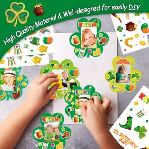 chiazllta 32 Packs St. Patrick's Day Picture Frame Craft Kits for Kids, Ireland DIY Shamrock Craft Holiday Art Favor Home Class Game Activities for Kindergarten Preschool