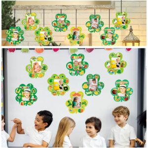 chiazllta 32 Packs St. Patrick's Day Picture Frame Craft Kits for Kids, Ireland DIY Shamrock Craft Holiday Art Favor Home Class Game Activities for Kindergarten Preschool