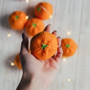 Orange, tangerine, mandarin play felt food, pretend play for kids kitchen, plush fruit, stuffed citrus, fake toys, gift for birthday (2 citrus)