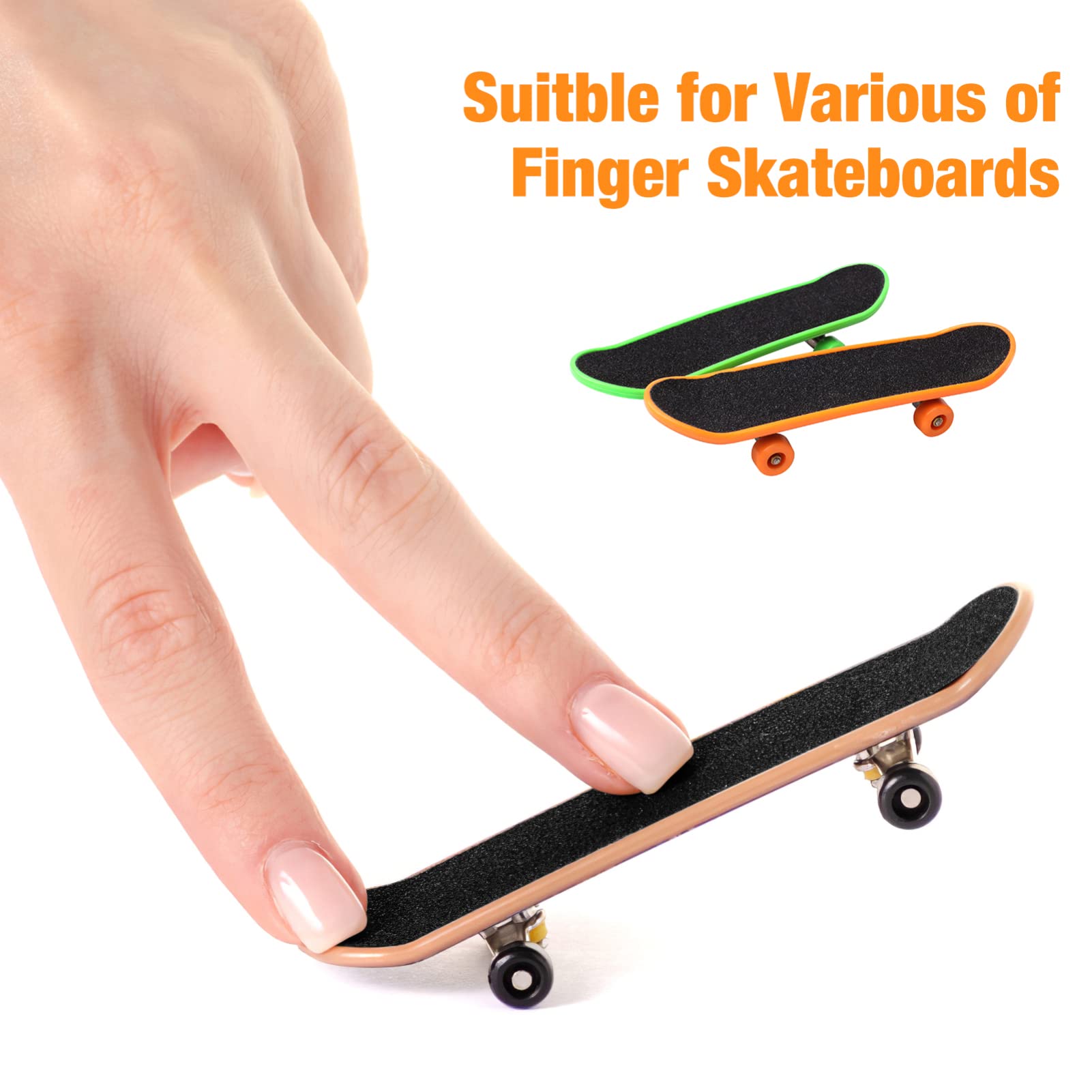 Kisangel 15 Pcs Finger Skateboard Stickers Tiny Skateboard fingerboards Sticky Grip Tape for Fingerboard Finger Tape Black Stickers Non-Slip Fingerboard Grip Tape High Rebound Grabber Foam