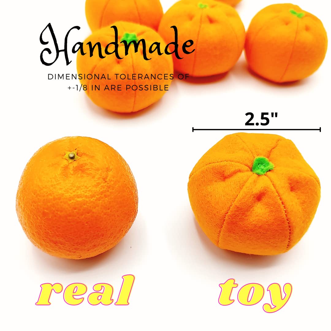 Orange, tangerine, mandarin play felt food, pretend play for kids kitchen, plush fruit, stuffed citrus, fake toys, gift for birthday (2 citrus)