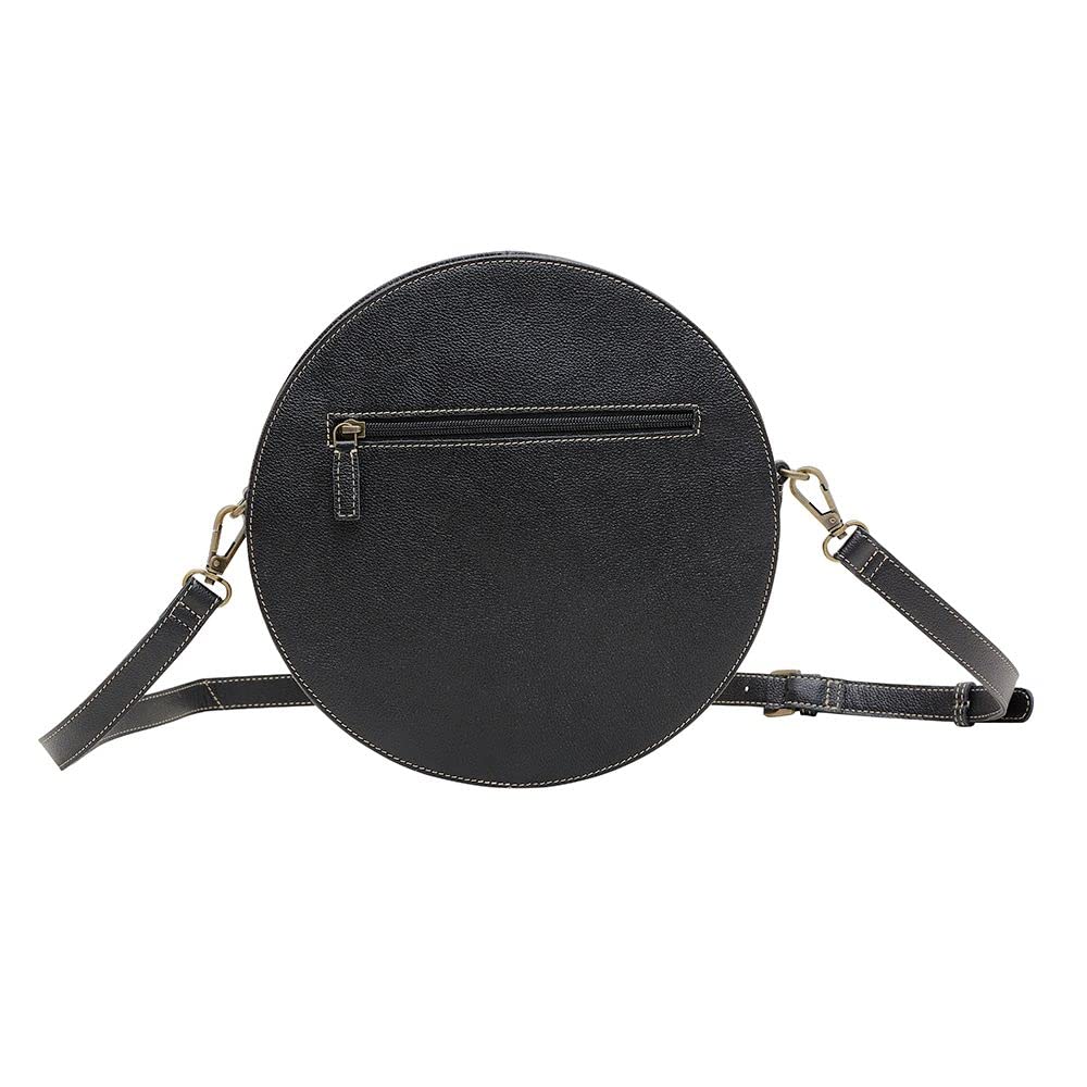 Myra Bag Western Leather Round Bag for Women - Crossbody Purse Shoulder Bag Flax Blossom