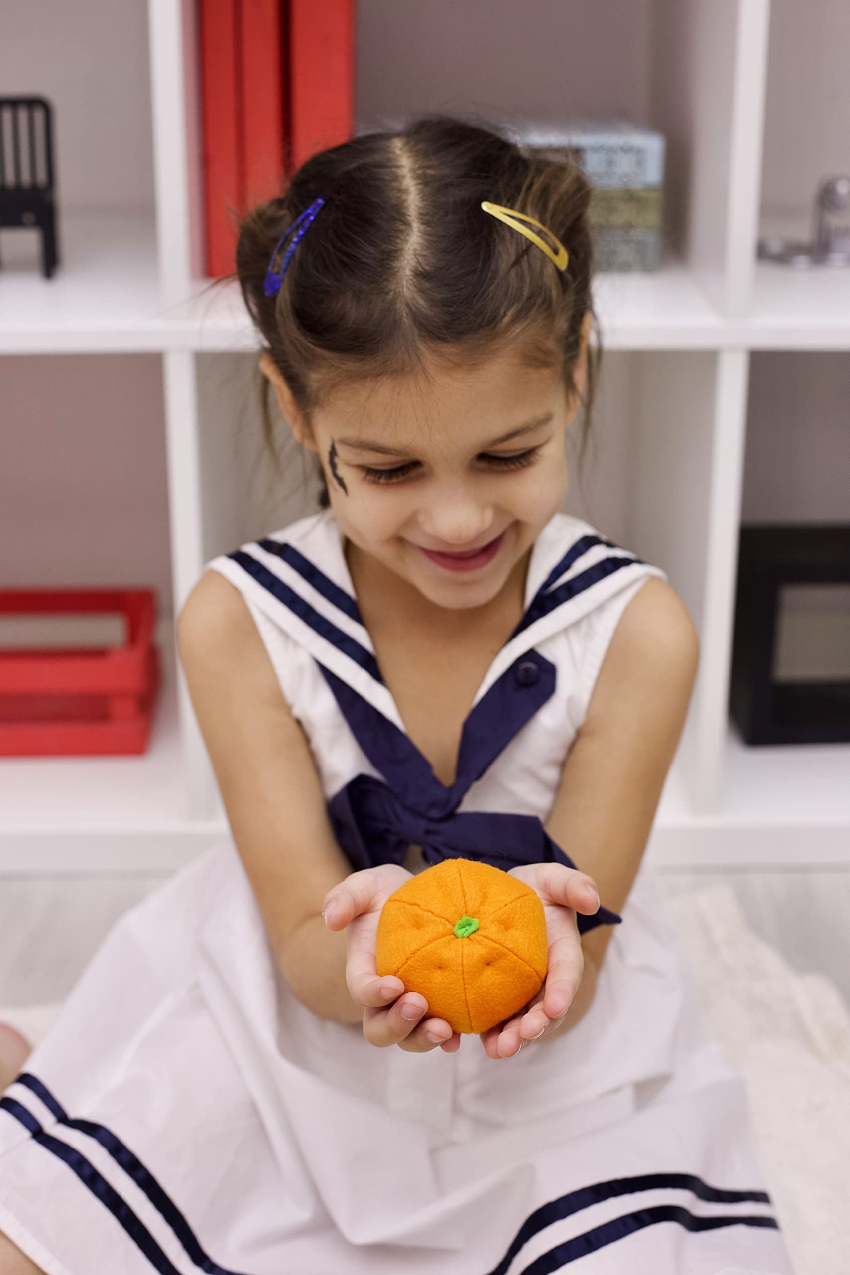 Orange, tangerine, mandarin play felt food, pretend play for kids kitchen, plush fruit, stuffed citrus, fake toys, gift for birthday (2 citrus)