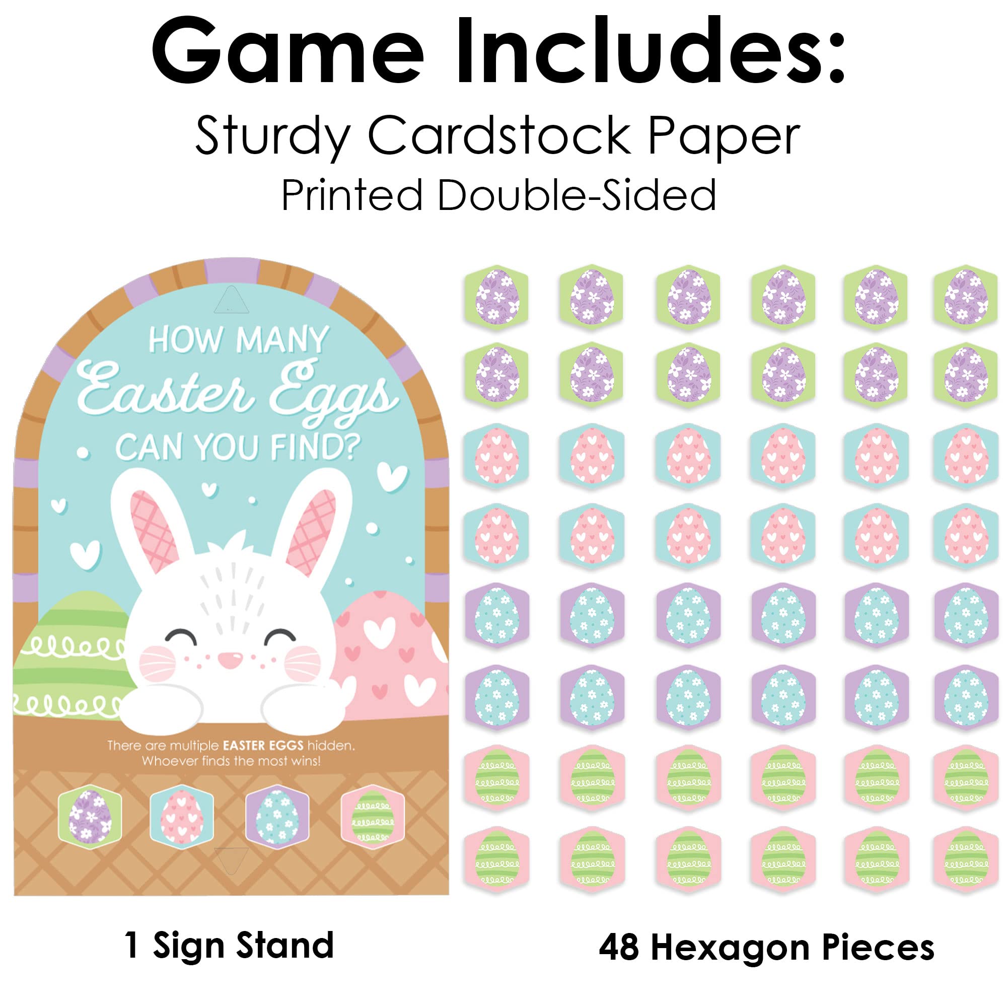 Big Dot of Happiness Spring Easter Bunny - Happy Easter Party Scavenger Hunt - 1 Stand and 48 Game Pieces - Hide and Find Game