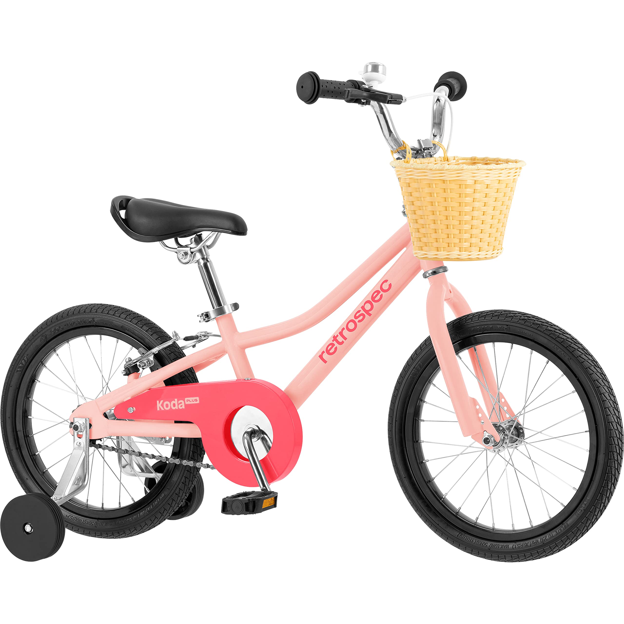 Retrospec Koda Plus Kids Bike for Boys & Girls Ages 4-6 Years - 16" Children's Bicycle, Adjustable Seat & Handlebars, Removable Training Wheels, Front Hand Brakes, Rear Coaster Brake & Safety Bell