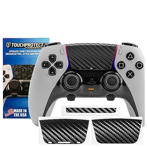 Skin Compatible with Dualsense Edge - TouchProtect Cover to Protect, Add Style, & Enhance Your PS5 Dualsense Controller's Trackpad with Texture! (Carbon Fiber - Black)