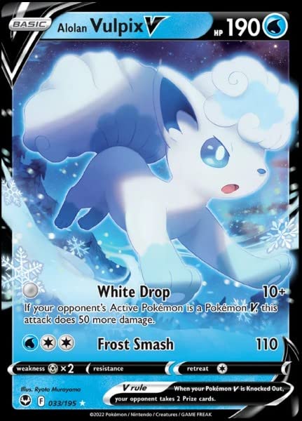 Alolan Vulpix V 033/195- Silver Tempest - Pokemon Ultra Rare Card - Holo Foil