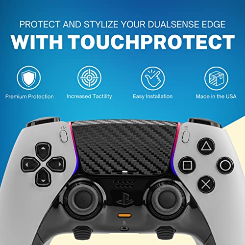 Skin Compatible with Dualsense Edge - TouchProtect Cover to Protect, Add Style, & Enhance Your PS5 Dualsense Controller's Trackpad with Texture! (Carbon Fiber - Black)