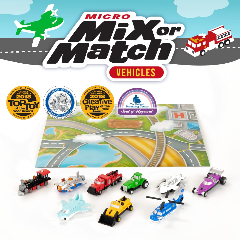 POPULAR PLAYTHINGS Micro Mix or Match Vehicles Deluxe Set of 9 Toy Cars Planes and More