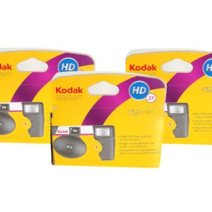 Kodak Power Flash Disposable Single Use Camera 800 ISO 35mm with Flash 27 Exposures (Multi Pack) Plus Bonus Silicone Wrist Band and a Microfiber Cleaning Cloth (3 Pack)