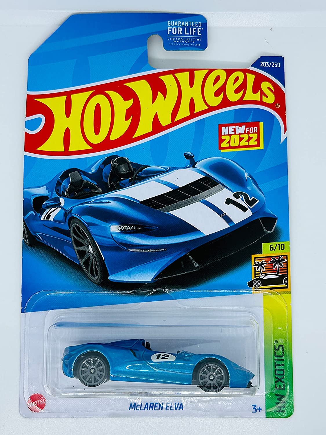 Hot Wheels - McLAREN ELVA - Blue - HW Exotics 6/10 - 203/250 - Ships in a Box- Bubble Wrapped