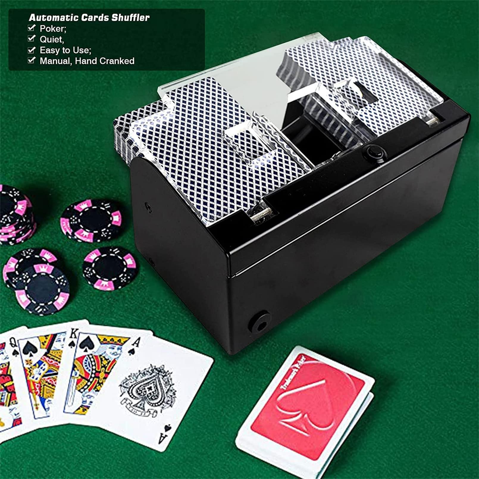 BDBD Automatic Card Shuffler - Electronic Casino Poker Card Shuffling Machine - 2 Decks Playing Cards for Home & Party