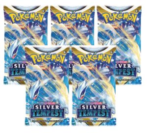 pokemon silver tempest - 5 booster pack bundle - 5 sealed booster packs