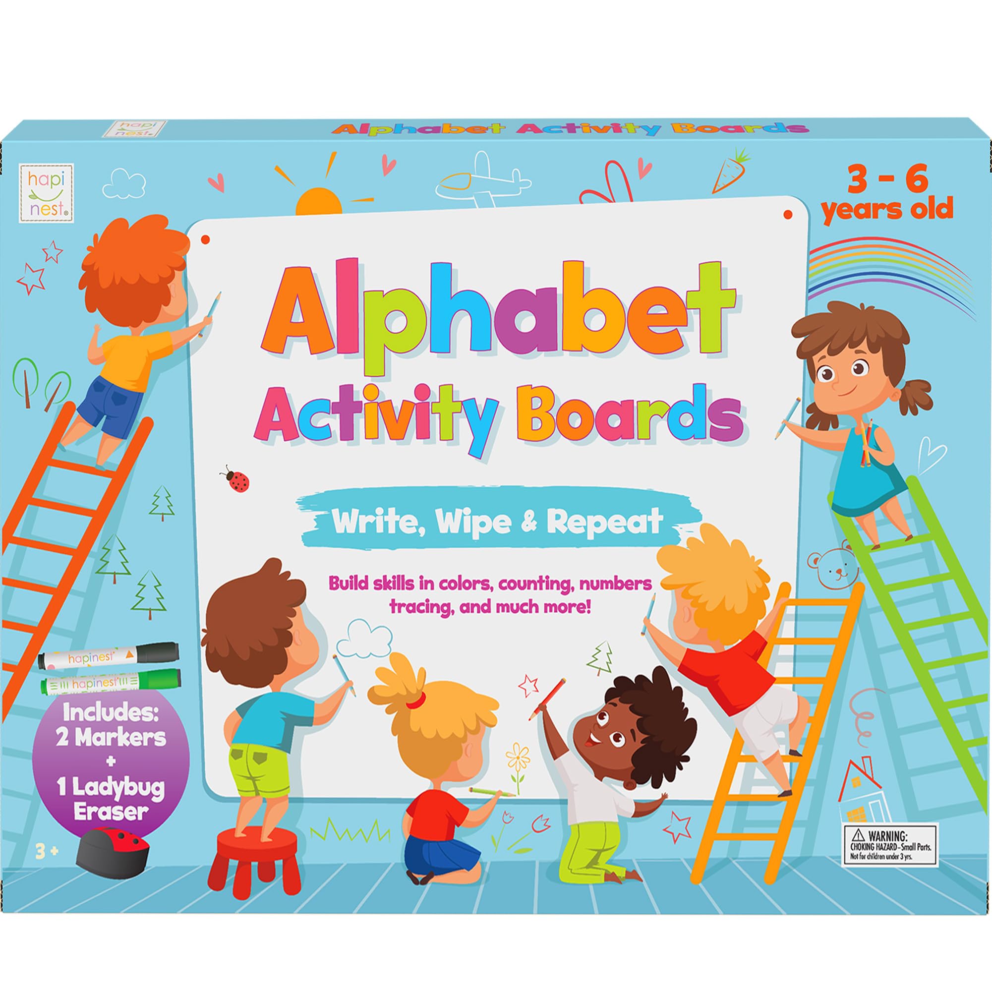 Hapinest Write and Erase Learn to Write Alphabet ABC Tracing Activity Boards for Preschool Kids Ages 3 4 5 6 Years Old and Up