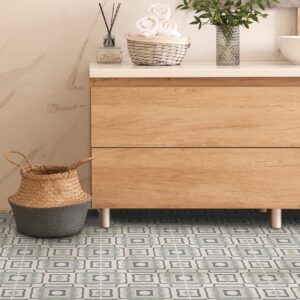 FloorPops 12-in by 12-in Teal Posey Vinyl Peel & Stick Floor Tiles (10 Tiles), (10 sq.ft./carton)