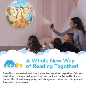 Moonlite Storytime Mini Projector with 4 Disney Frozen Stories, A Magical Way to Read Together, Digital Princess Storybooks, Fun Sound Effects, Learning Gifts for Kids Ages 1 and Up