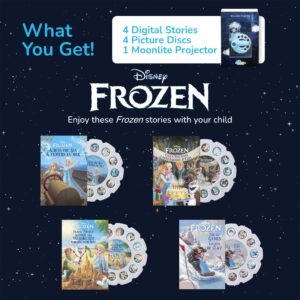 Moonlite Storytime Mini Projector with 4 Disney Frozen Stories, A Magical Way to Read Together, Digital Princess Storybooks, Fun Sound Effects, Learning Gifts for Kids Ages 1 and Up