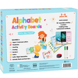 Hapinest Write and Erase Learn to Write Alphabet ABC Tracing Activity Boards for Preschool Kids Ages 3 4 5 6 Years Old and Up