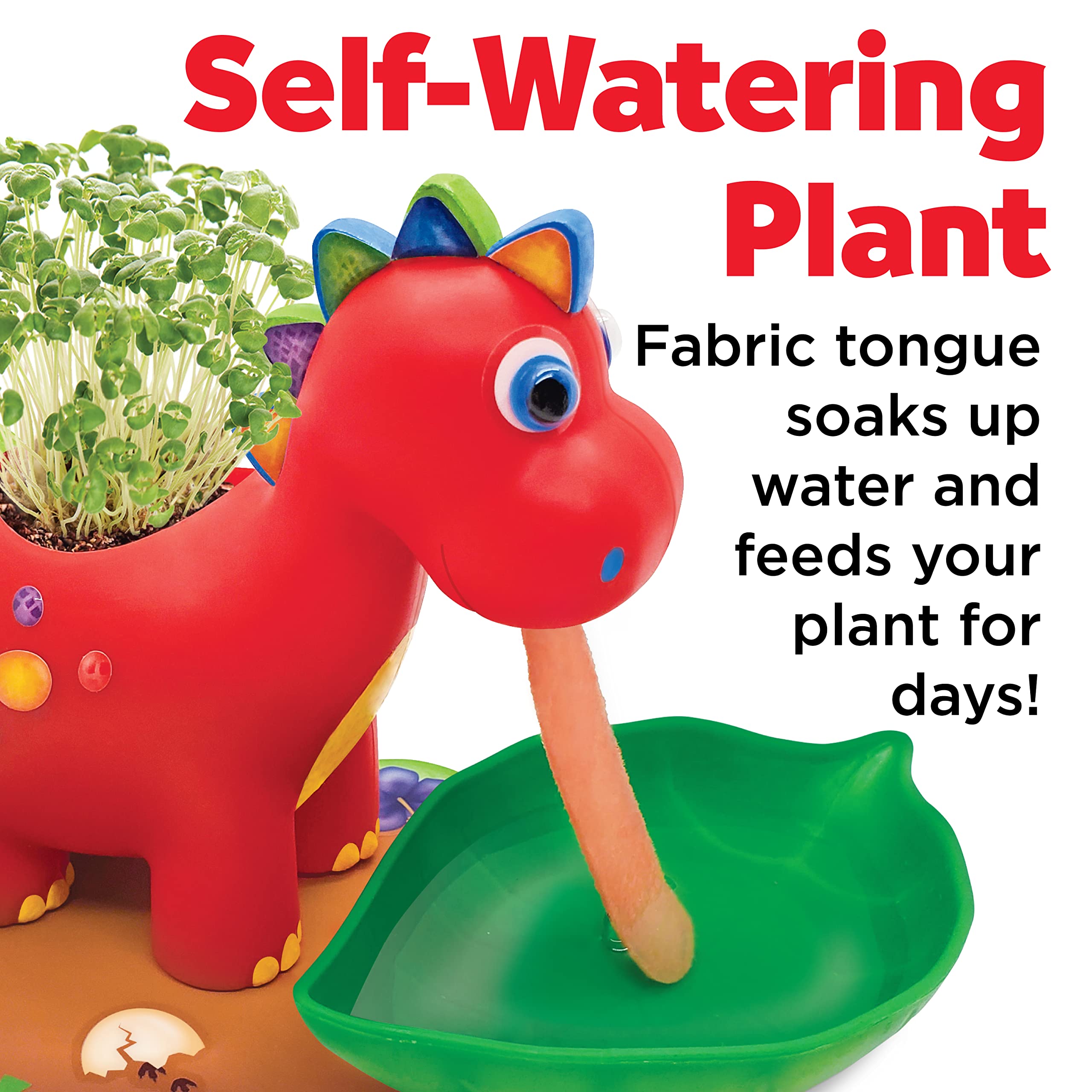 Creativity for Kids Dinosaur Self Watering Plant Pet, Kids Plant Growing Kit, Dinosaur Crafts for Boys and Girls Ages 6-8+, Medium