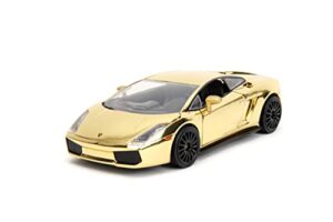 fast & furious 1:24 lamborghini gallardo gold chrome die-cast car, toys for kids and adults