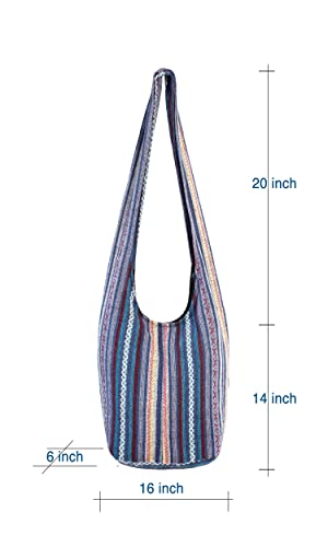 Delrosaria Bohemian Hippie Crossbody Bag Hobo Sling Bag Cotton Messenger Shoulder Bags