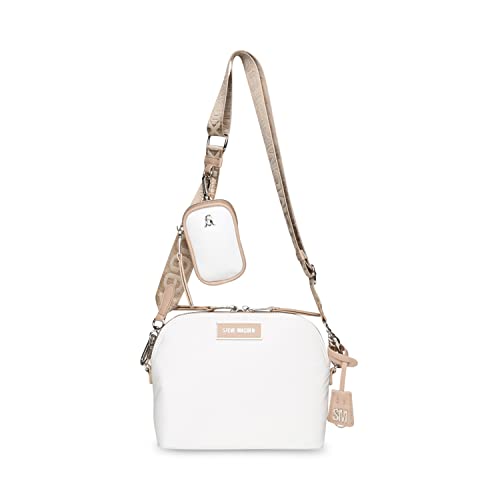 Steve Madden Farren Nylon Dome Crossbody Bag, White Tan