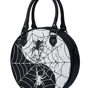 Lost Queen Gothic Round Spider Handbag Yin Yang Web Shoulder Bag Crossbody Purse