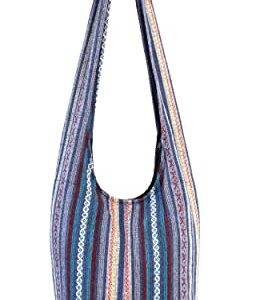 Delrosaria Bohemian Hippie Crossbody Bag Hobo Sling Bag Cotton Messenger Shoulder Bags