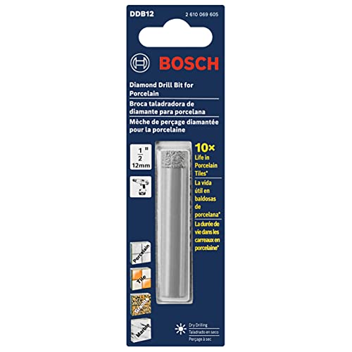 BOSCH DDB12 1/2 in. Diamond Drill Bit for Dry Drilling Applications in Porcelain and Natural Stone Tile