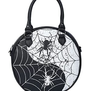 Lost Queen Gothic Round Spider Handbag Yin Yang Web Shoulder Bag Crossbody Purse