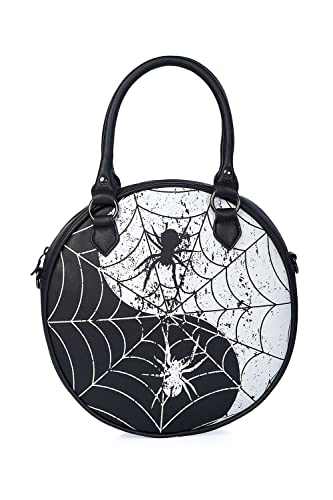 Lost Queen Gothic Round Spider Handbag Yin Yang Web Shoulder Bag Crossbody Purse