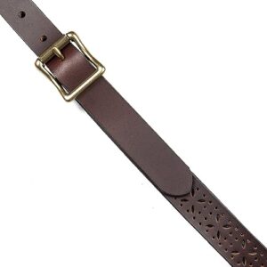 Eddie Bauer Women's Casual Leather Belts, One Size Fits Most, Perforated Pattern-Brown, Large