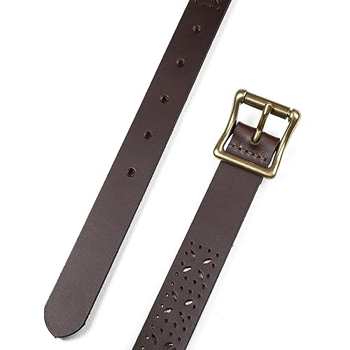 Eddie Bauer Women's Casual Leather Belts, One Size Fits Most, Perforated Pattern-Brown, Large